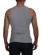 Sleek Sleeveless Grey Cotton Tank Top Dolce & Gabbana