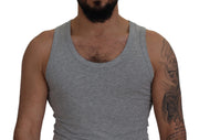 Sleek Sleeveless Grey Cotton Tank Top Dolce & Gabbana