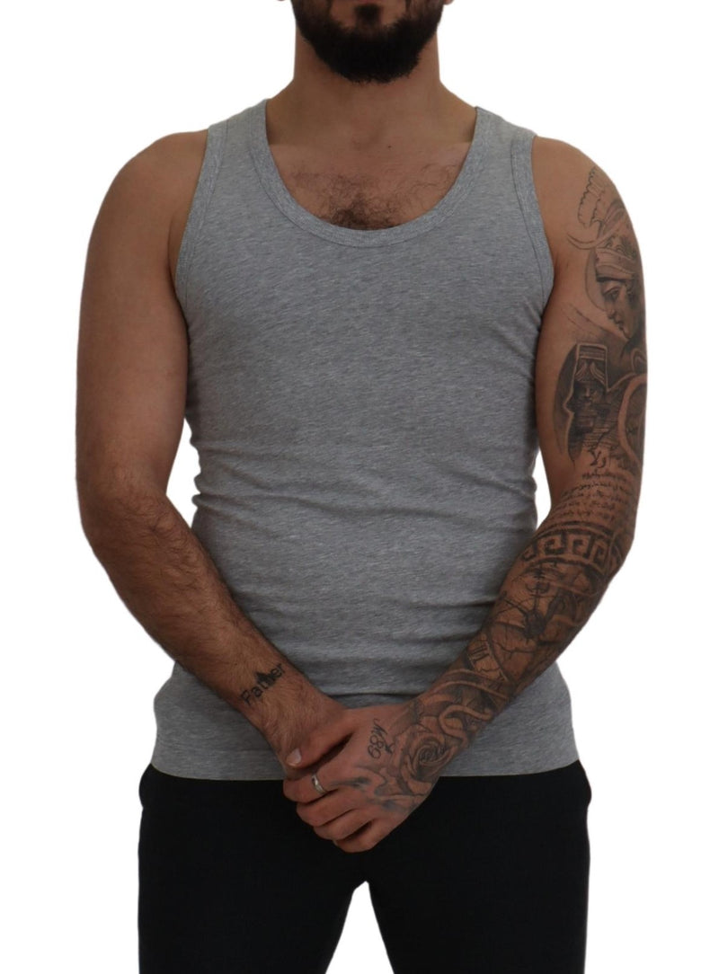 Sleek Sleeveless Grey Cotton Tank Top Dolce & Gabbana