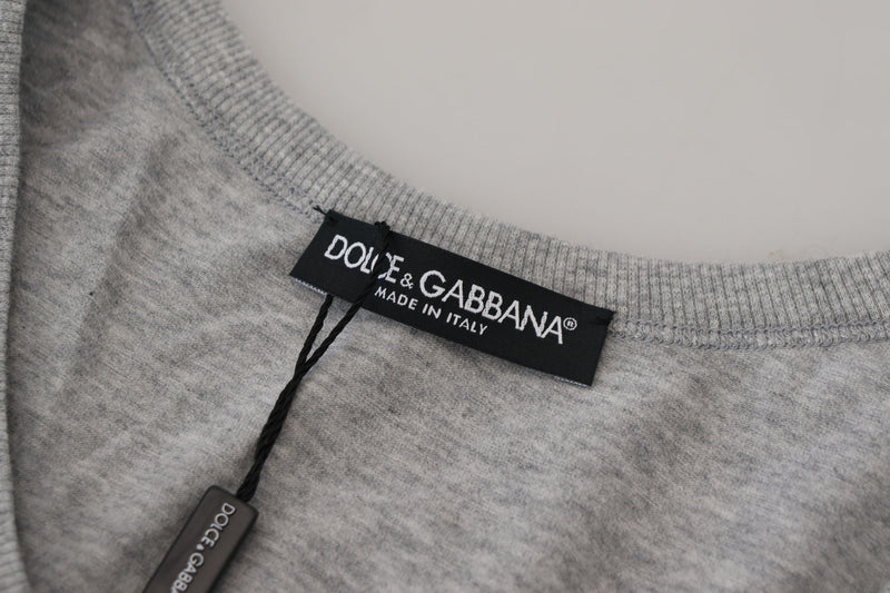 Sleek Sleeveless Grey Cotton Tank Top Dolce & Gabbana