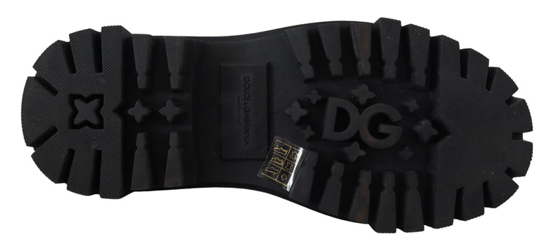 Timeless Black Leather Derby Flats with Glam Accents Dolce & Gabbana