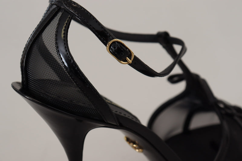 Elegant Black Stiletto Heeled Sandals Dolce & Gabbana