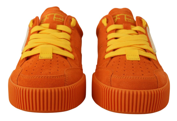 Chic Orange Suede Lace-Up Sneakers Dolce & Gabbana