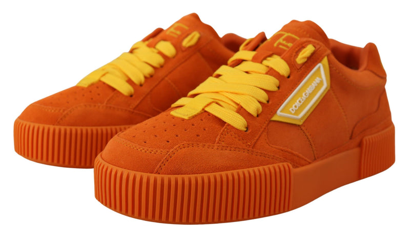 Chic Orange Suede Lace-Up Sneakers Dolce & Gabbana