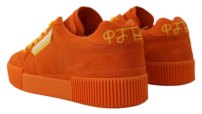 Chic Orange Suede Lace-Up Sneakers Dolce & Gabbana