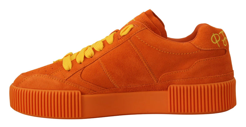 Chic Orange Suede Lace-Up Sneakers Dolce & Gabbana