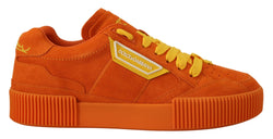 Chic Orange Suede Lace-Up Sneakers Dolce & Gabbana