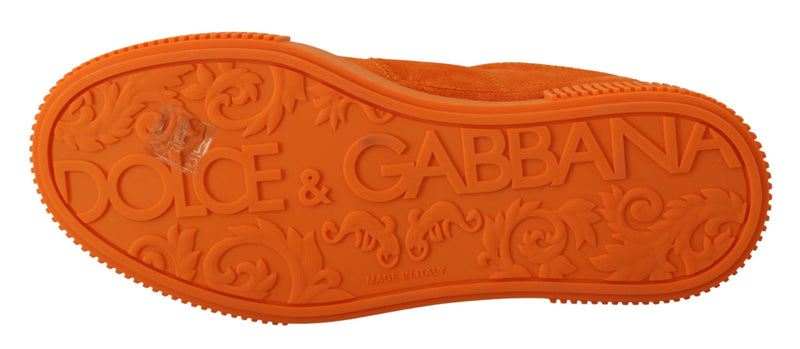 Chic Orange Suede Lace-Up Sneakers Dolce & Gabbana