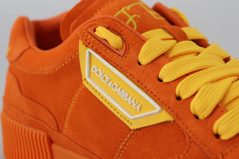 Chic Orange Suede Lace-Up Sneakers Dolce & Gabbana