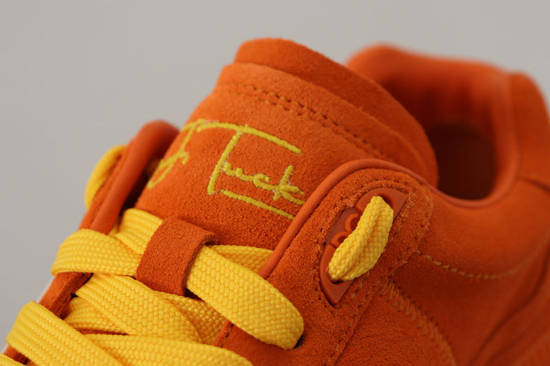 Chic Orange Suede Lace-Up Sneakers Dolce & Gabbana