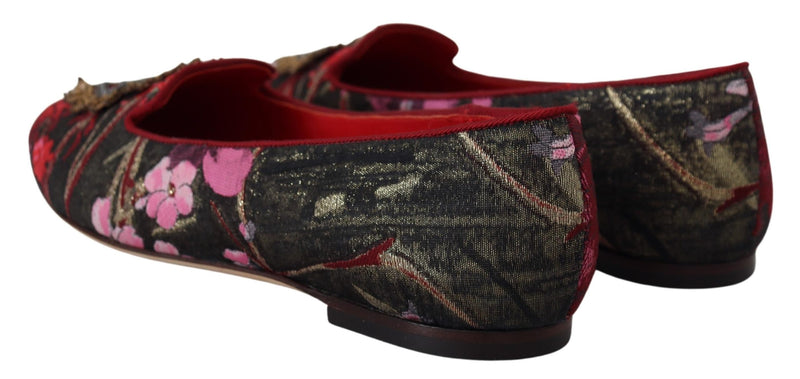 Multicolor Leather and Fabric Flats with Sacred Heart Patch Dolce & Gabbana