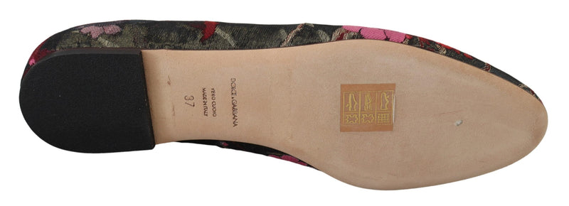 Multicolor Leather and Fabric Flats with Sacred Heart Patch Dolce & Gabbana