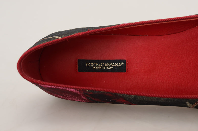 Multicolor Leather and Fabric Flats with Sacred Heart Patch Dolce & Gabbana