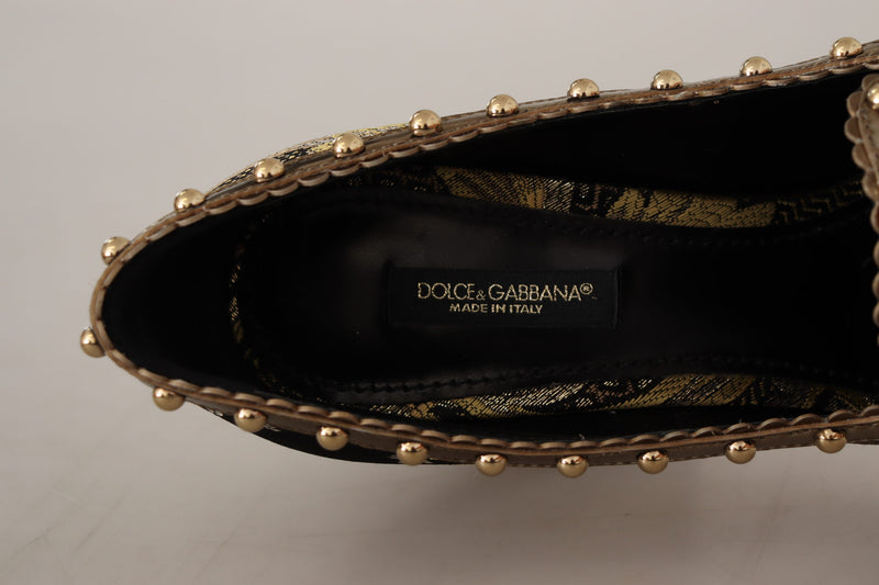 Elegant Gold Jacquard Brocade Pumps Dolce & Gabbana