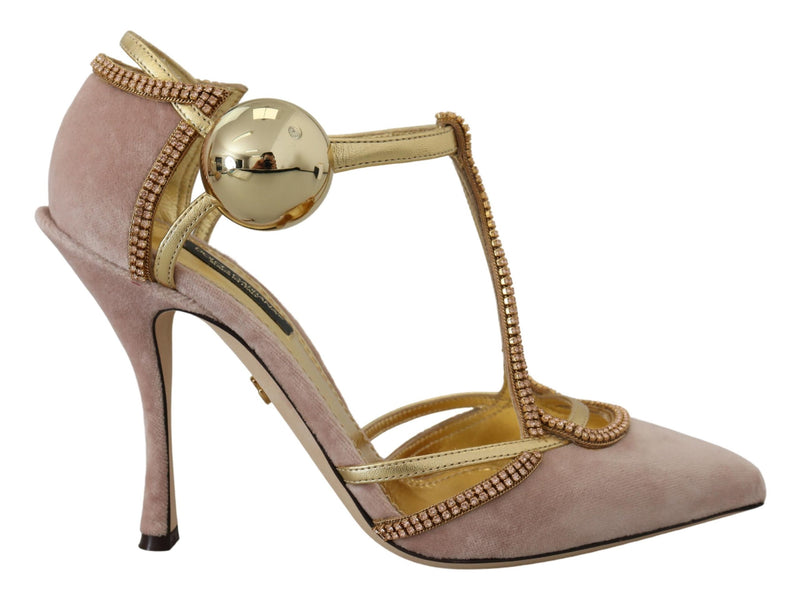 Elegant Pink Crystal Pumps with High Heels Dolce & Gabbana