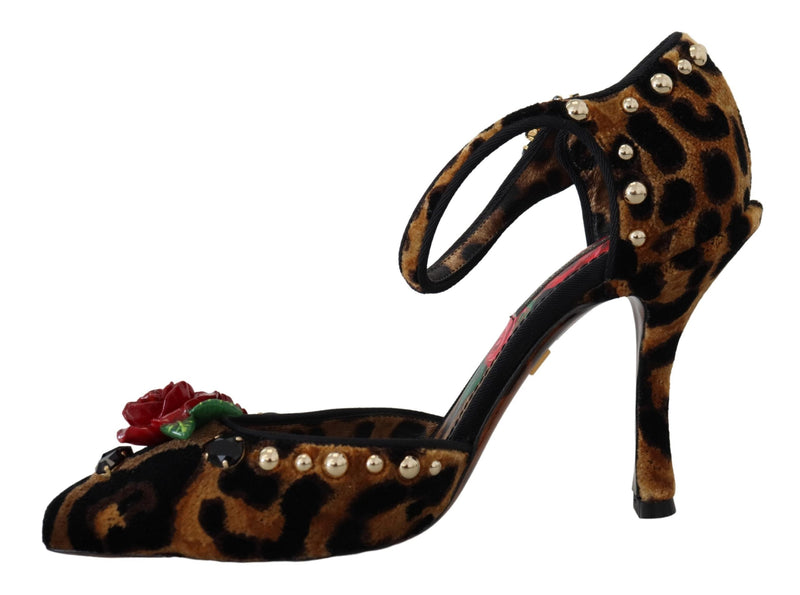 Chic Leopard Ankle Strap Sandal Heels Dolce & Gabbana