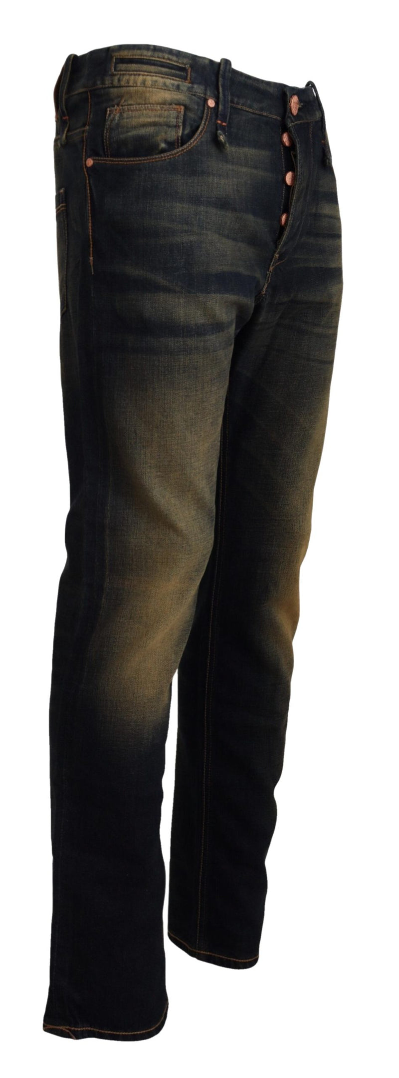 Elegant Blue Washed Denim Pants - Authentic Craftsmanship Acht