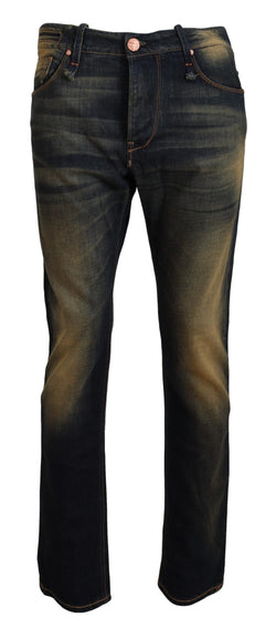 Elegant Blue Washed Denim Pants - Authentic Craftsmanship Acht