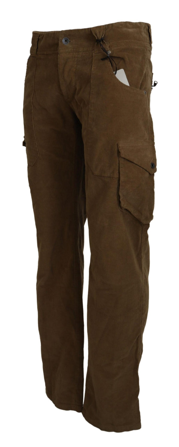 Chic Brown Corduroy Cargo Pants Ermanno Scervino