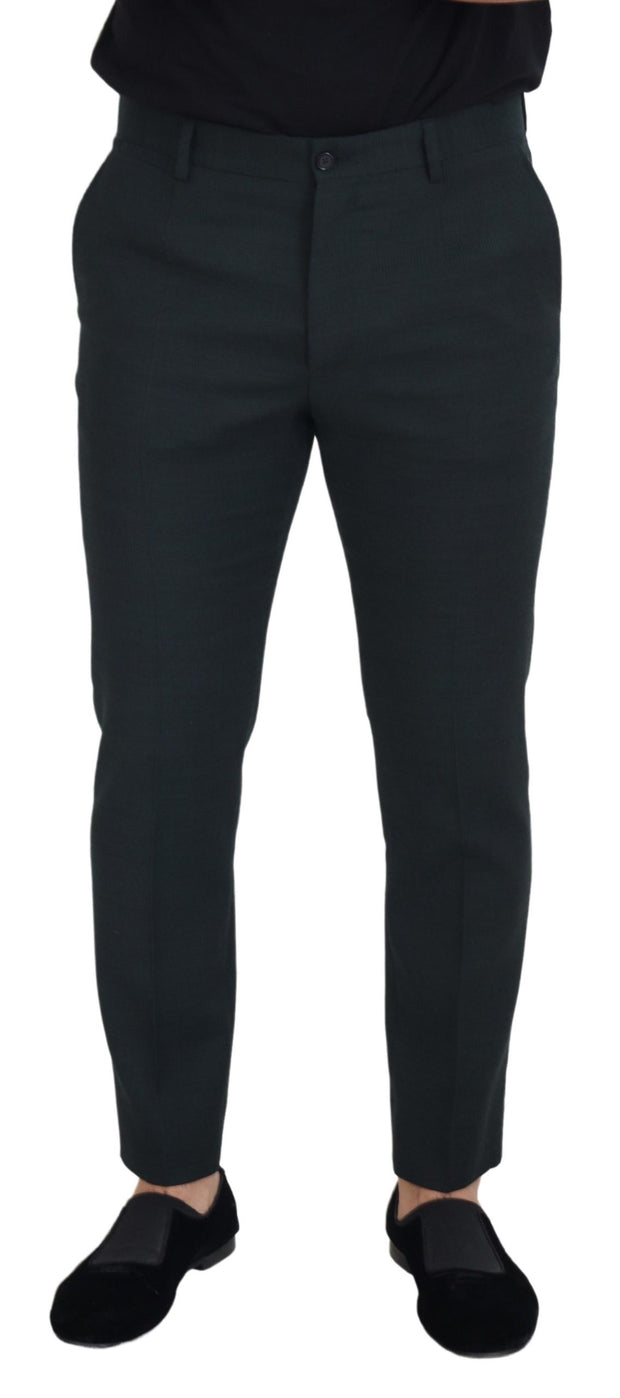 Elegant Blue Virgin Wool Trousers Dolce & Gabbana