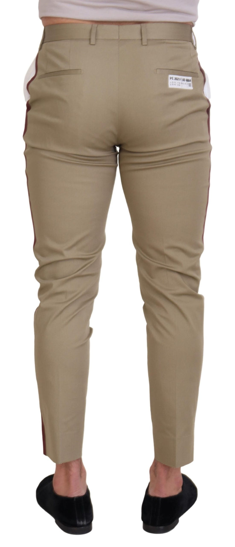 Two-Tone White & Brown Chic Cotton Pants Dolce & Gabbana