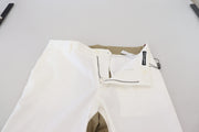 Two-Tone White & Brown Chic Cotton Pants Dolce & Gabbana