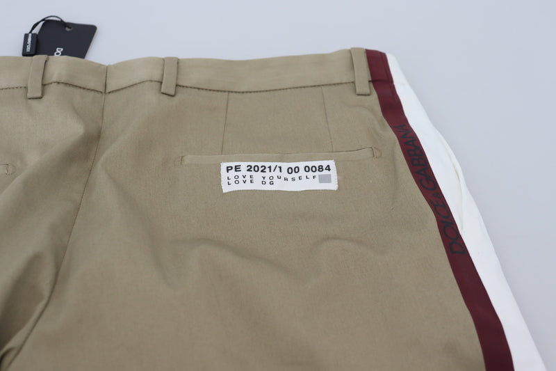 Two-Tone White & Brown Chic Cotton Pants Dolce & Gabbana