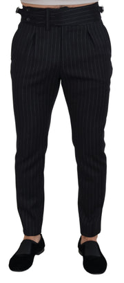 Elegant Black Striped Wool Blend Trousers Dolce & Gabbana