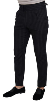 Elegant Black Striped Wool Blend Trousers Dolce & Gabbana