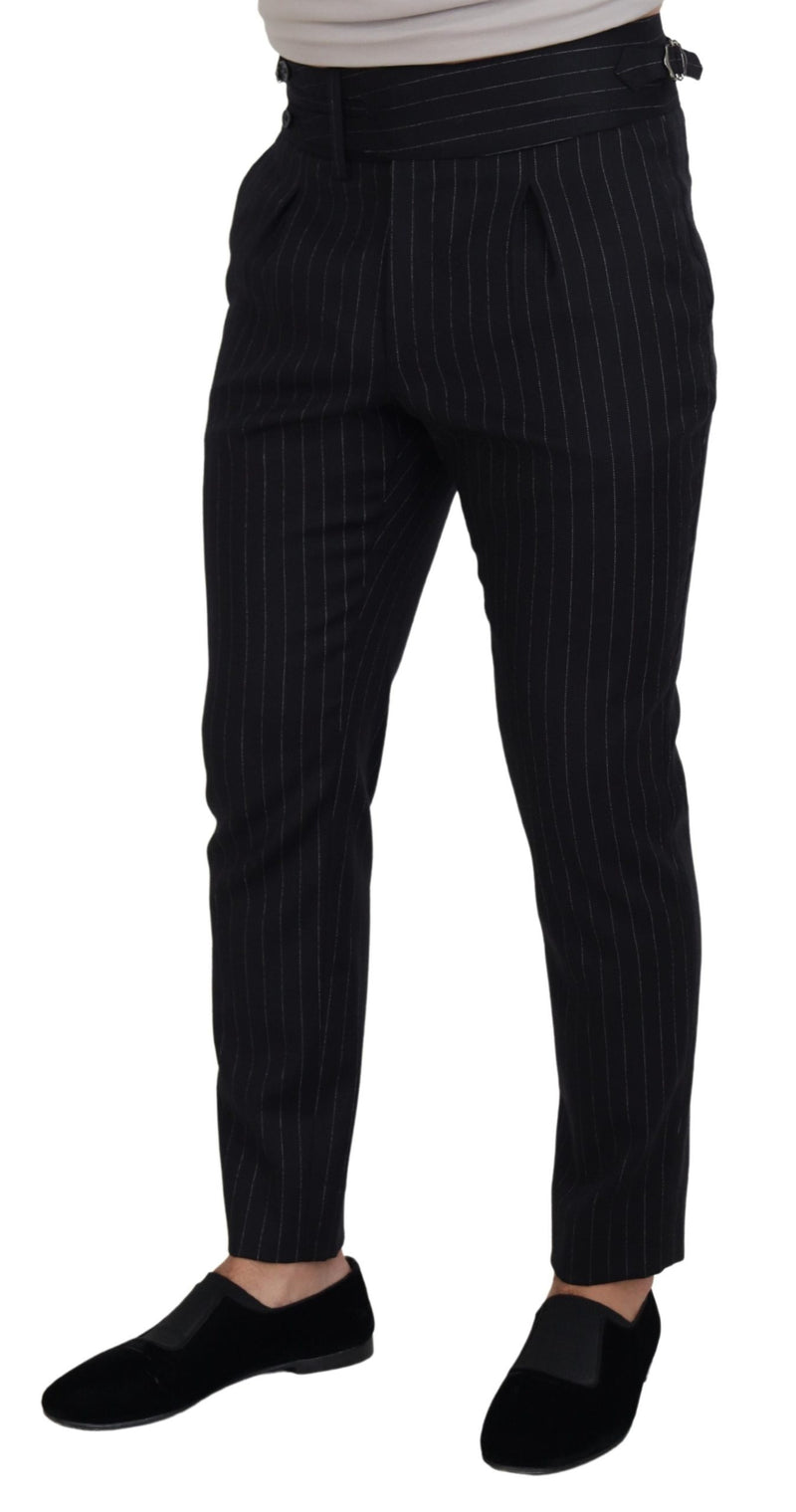 Elegant Black Striped Wool Blend Trousers Dolce & Gabbana