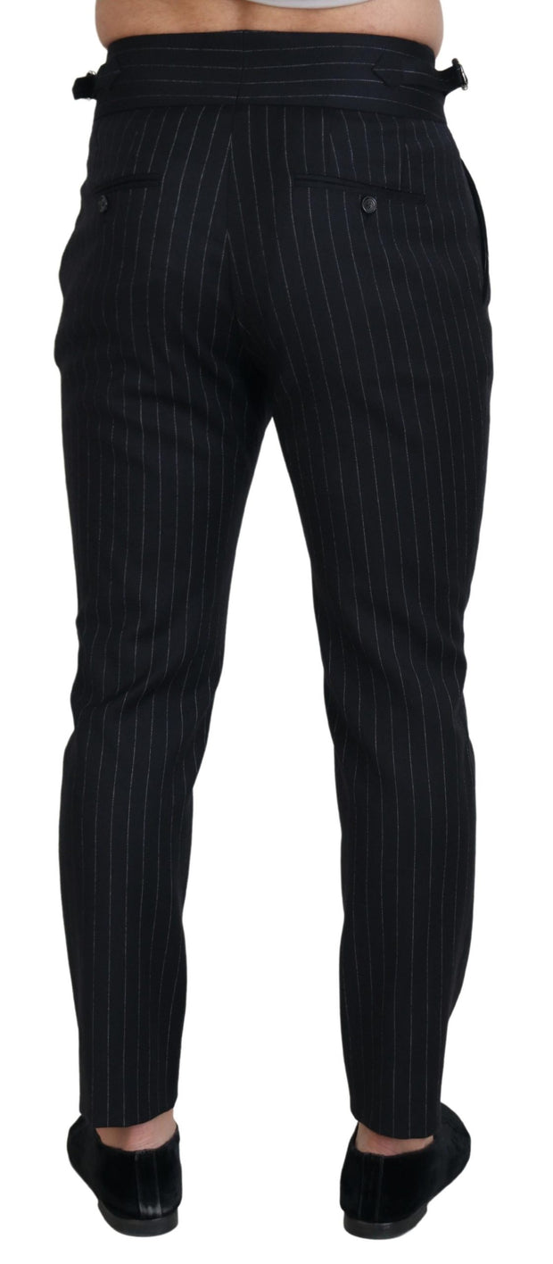 Elegant Black Striped Wool Blend Trousers Dolce & Gabbana