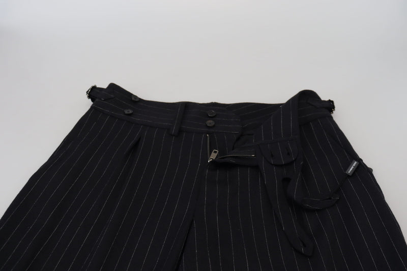 Elegant Black Striped Wool Blend Trousers Dolce & Gabbana