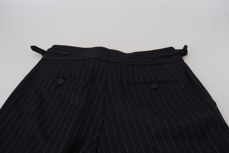 Elegant Black Striped Wool Blend Trousers Dolce & Gabbana