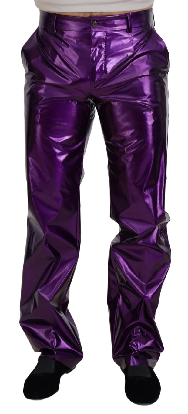 Elegant Shining Purple Straight Fit Pants Dolce & Gabbana