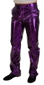 Elegant Shining Purple Straight Fit Pants Dolce & Gabbana