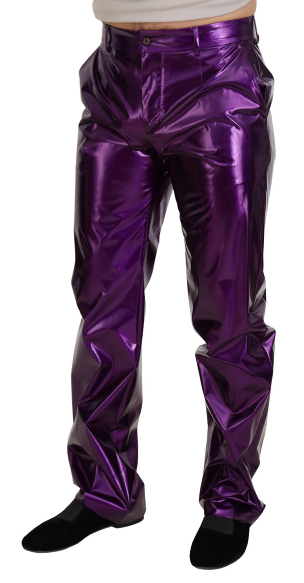 Elegant Shining Purple Straight Fit Pants Dolce & Gabbana