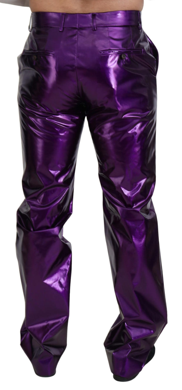 Elegant Shining Purple Straight Fit Pants Dolce & Gabbana