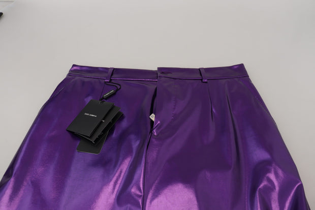 Elegant Shining Purple Straight Fit Pants Dolce & Gabbana