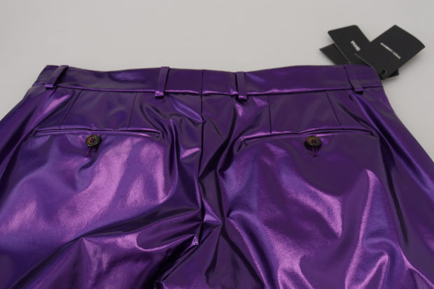 Elegant Shining Purple Straight Fit Pants Dolce & Gabbana