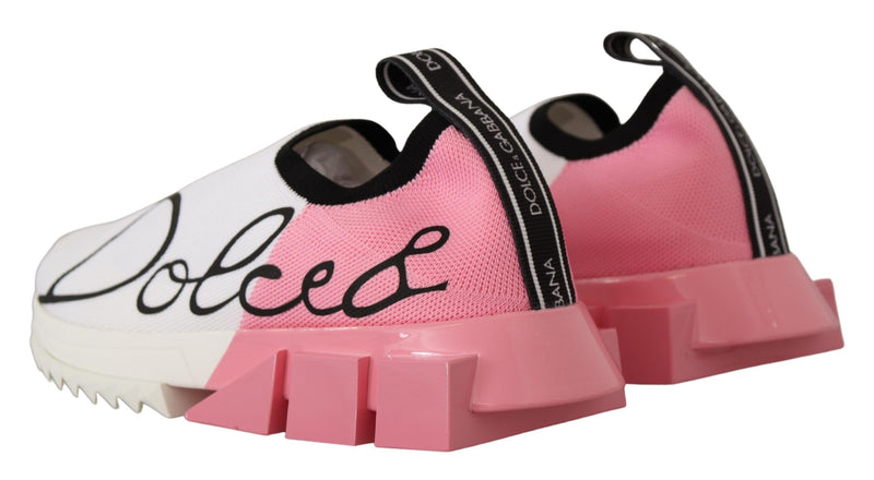 Elegant Sorrento Slip-On Sneakers in White & Pink Dolce & Gabbana