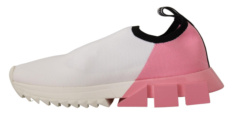 Elegant Sorrento Slip-On Sneakers in White & Pink Dolce & Gabbana