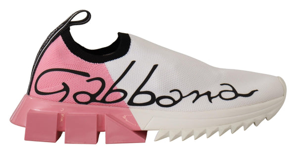 Elegant Sorrento Slip-On Sneakers in White & Pink Dolce & Gabbana