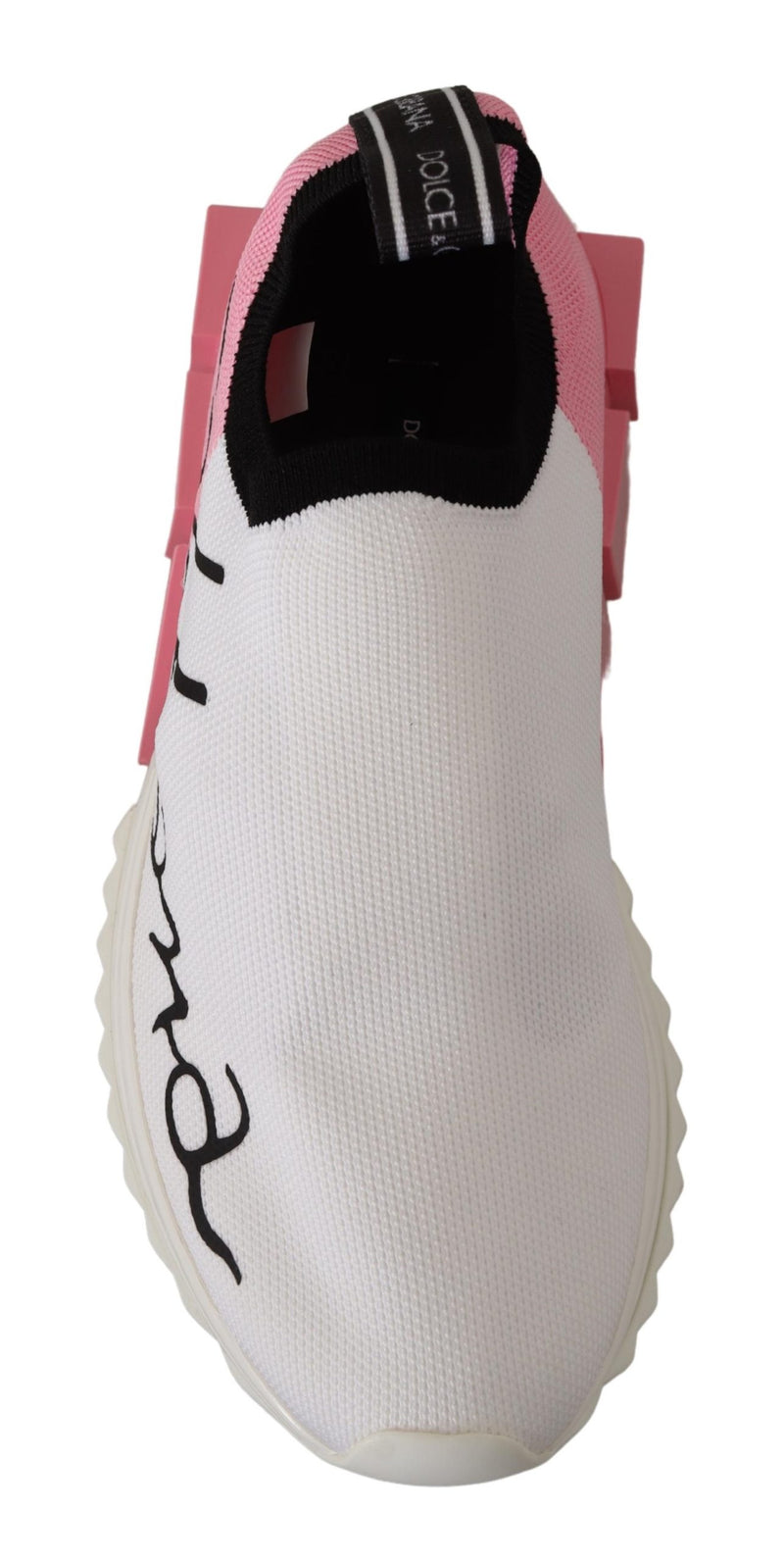 Elegant Sorrento Slip-On Sneakers in White & Pink Dolce & Gabbana