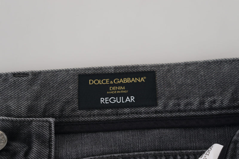 Elegant Grey Checkered Denim Treasure Dolce & Gabbana