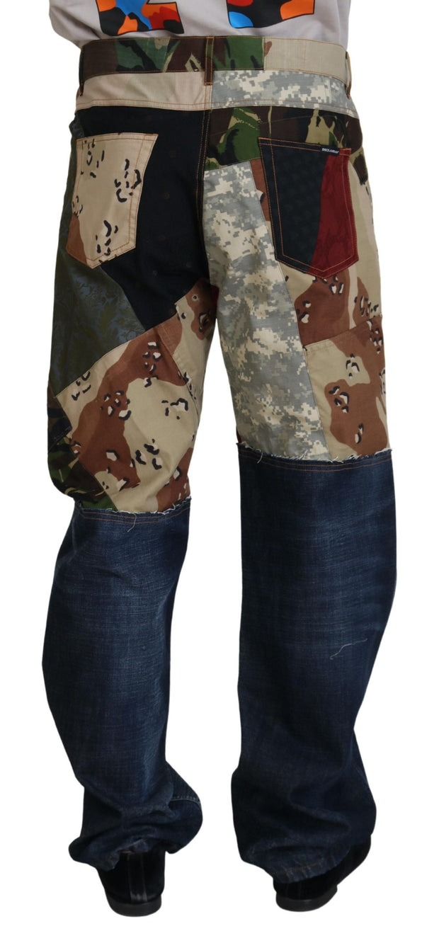 Patchwork Denim Rich Silk Blend Jeans Dolce & Gabbana