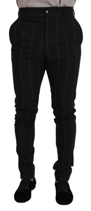 Elegant Black Striped Chino Pants Dolce & Gabbana