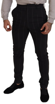 Elegant Black Striped Chino Pants Dolce & Gabbana