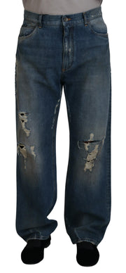 Stunning Tattered Denim Italian Jeans Dolce & Gabbana