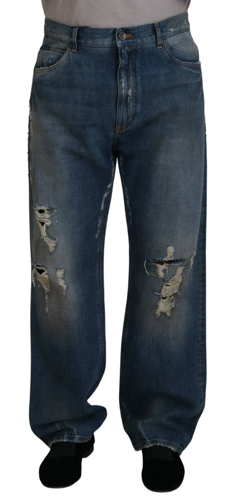 Stunning Tattered Denim Italian Jeans Dolce & Gabbana