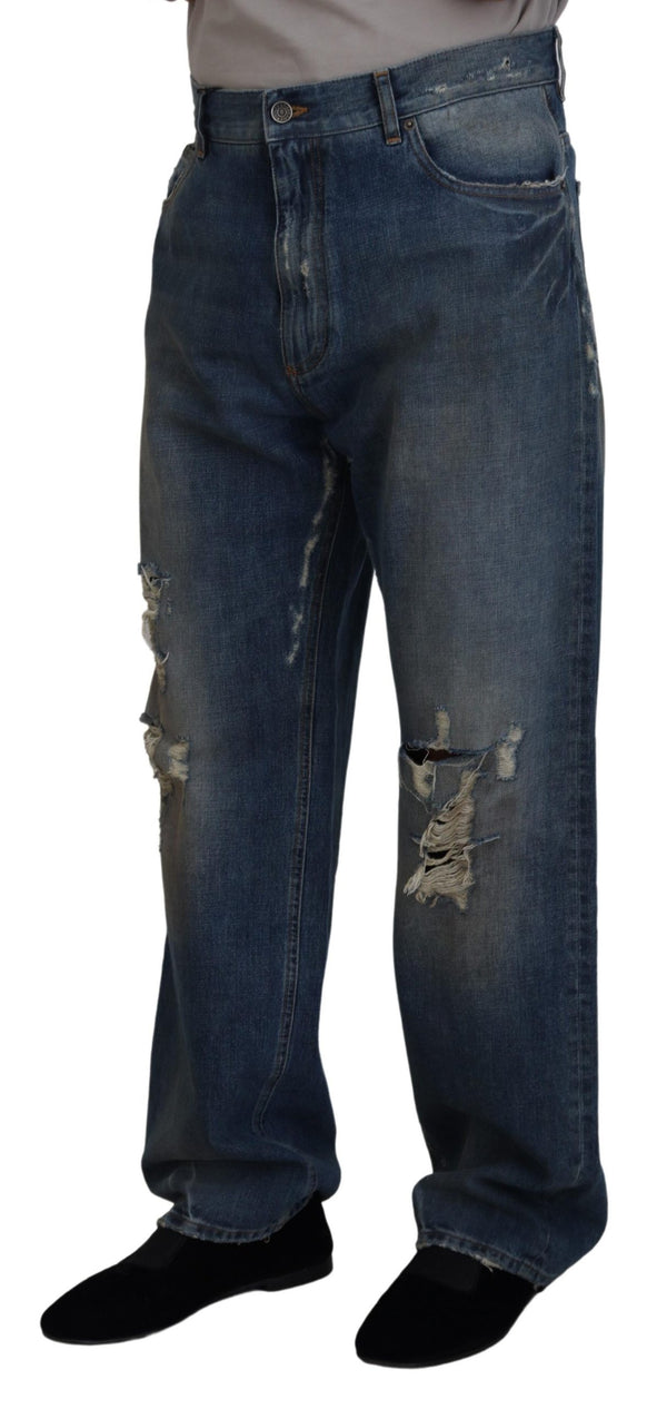 Stunning Tattered Denim Italian Jeans Dolce & Gabbana